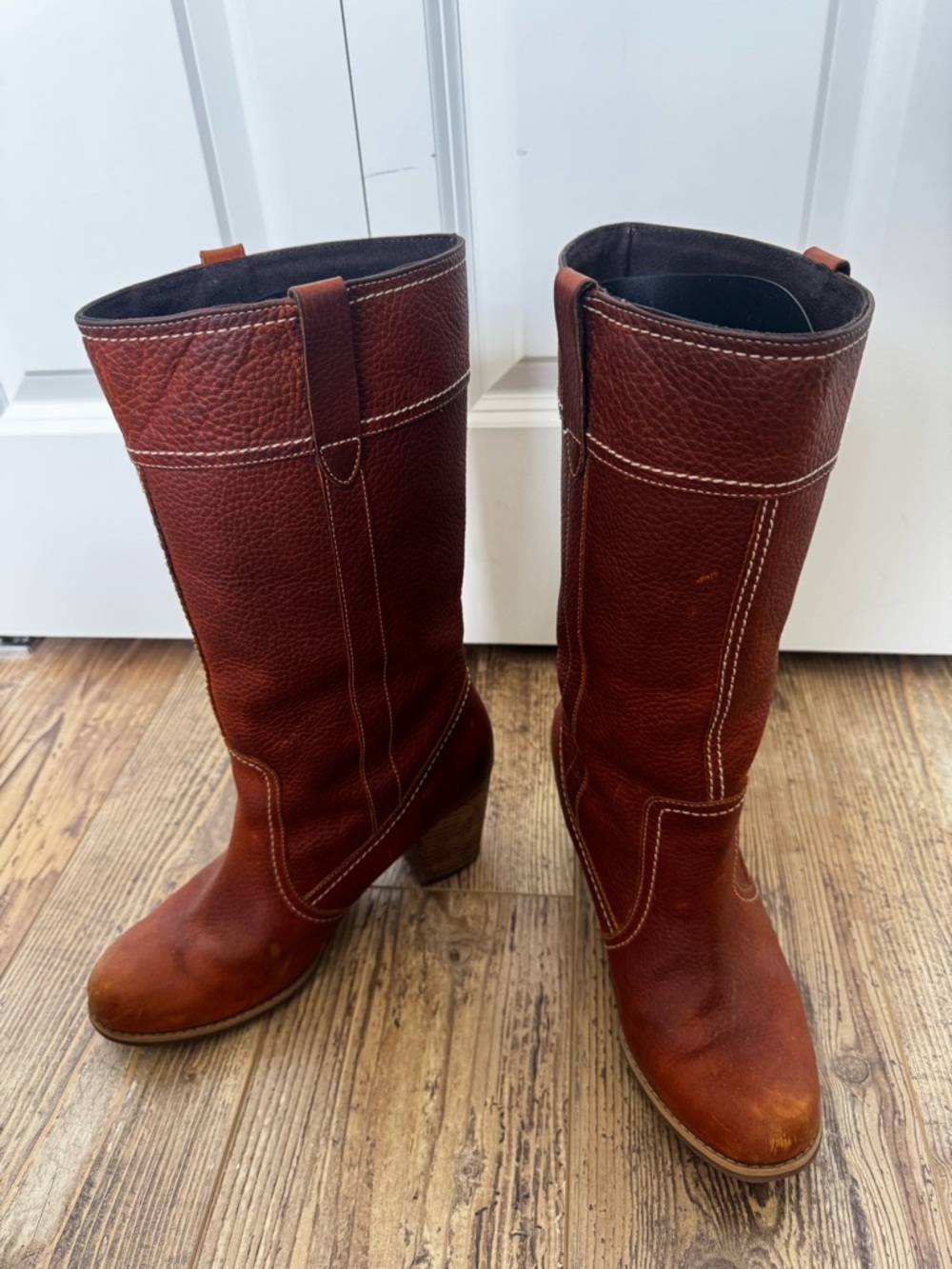 Timberland Chestnut Brown Mid-Calf Leather Heeled Boots